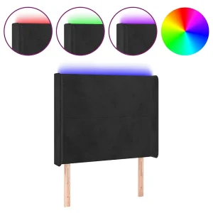 Hoofdbord LED 83x16x118/128 cm fluweel zwart