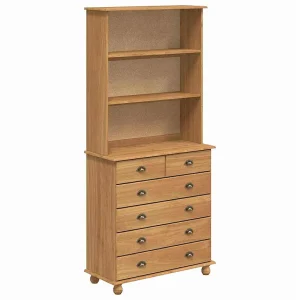 Hutch ASKIM Honing Wax 91 x 40 x 200,5 cm Massief grenenhout Hutch ASKIM Honing Wax 91 x 40 x 200,5 cm Massief grenenhout