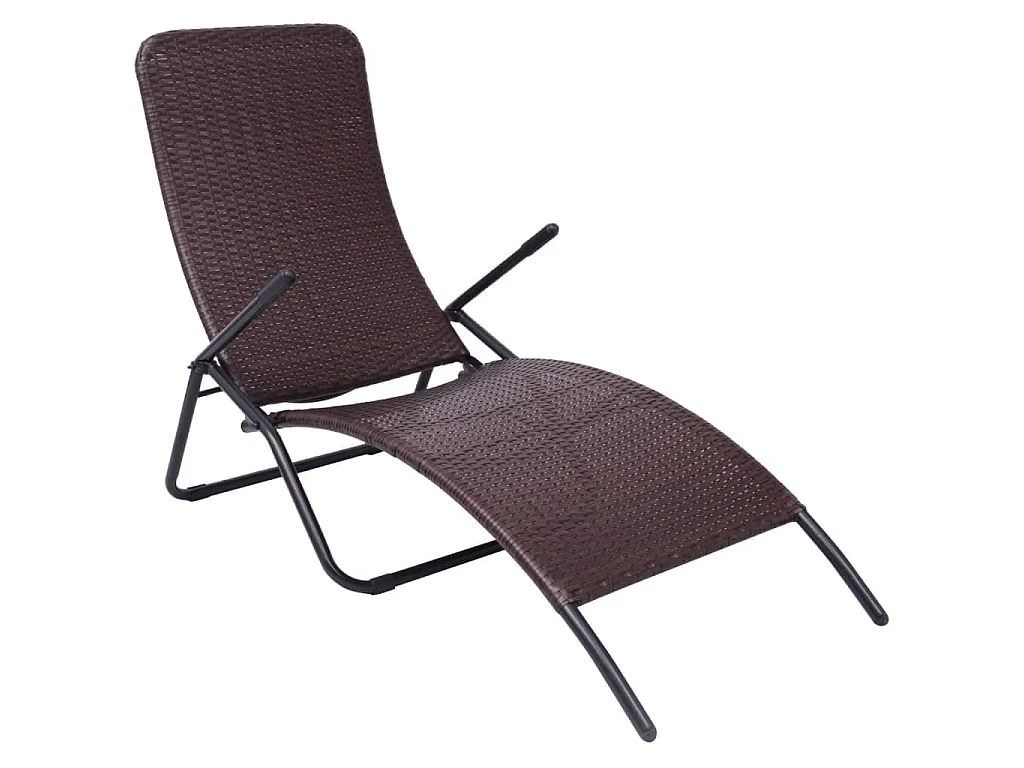 Inklapbaar ligbed poly rattan bruin