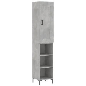 Hoge kast 34,5x34x180 cm bewerkt hout betongrijs Hoge kast 34,5x34x180 cm bewerkt hout betongrijs