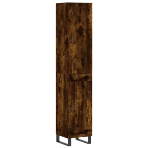 Hoge kast 34,5x34x180 cm bewerkt hout gerookt eikenkleurig Hoge kast 34,5x34x180 cm bewerkt hout gerookt eikenkleurig