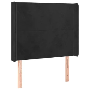 Hoofdbord met randen 103x16x118/128 cm fluweel zwart Hoofdbord met randen 103x16x118/128 cm fluweel zwart