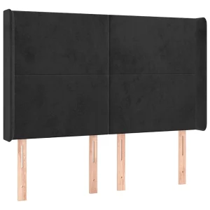 Hoofdbord met randen 147x16x118/128 cm fluweel zwart