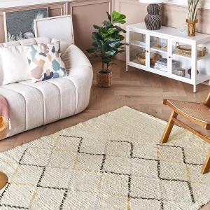 Vloerkleed katoen beige 140 x 200 cm TEZPUR Vloerkleed katoen beige 140 x 200 cm TEZPUR