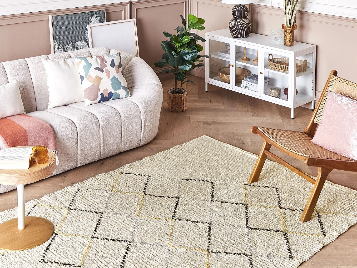 Vloerkleed katoen beige 140 x 200 cm TEZPUR