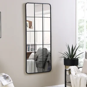 Industriële raamspiegel van metaal – B. 60 x H. 140 cm – Zwart – SCIARA – Koop nu goedkoop Industriële raamspiegel van metaal – B. 60 x H. 140 cm – Zwart – SCIARA – Koop nu goedkoop