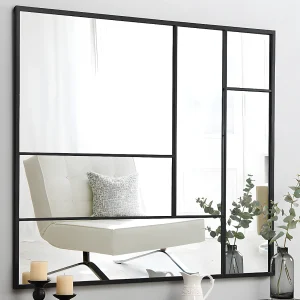 Industriële spiegel van metaal – B. 150 x H. 130 cm – Zwart – MALDONIA – Koop nu goedkoop Industriële spiegel van metaal – B. 150 x H. 130 cm – Zwart – MALDONIA – Koop nu goedkoop