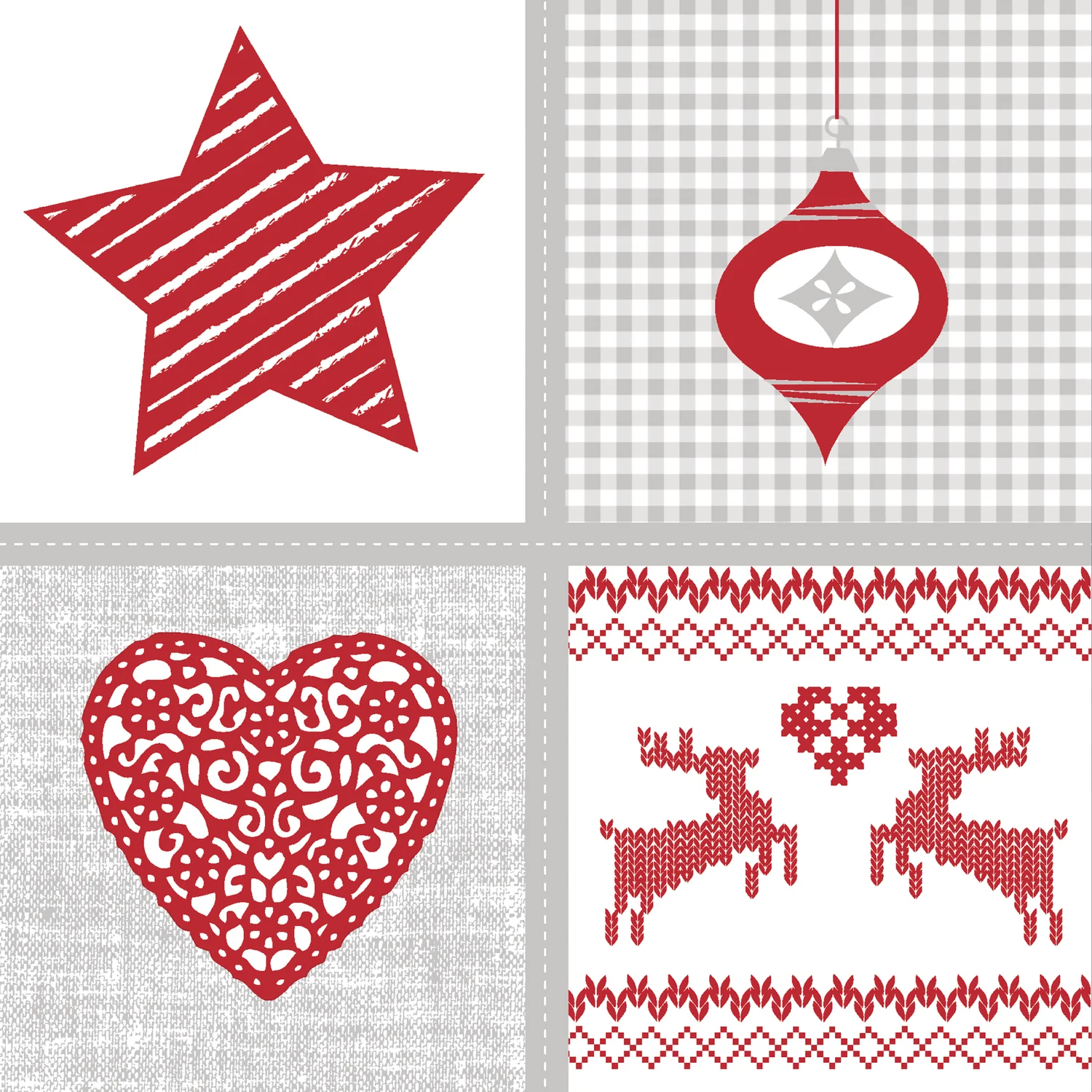 Servetten nordic christmas 20,5 cm 12 stuks rood