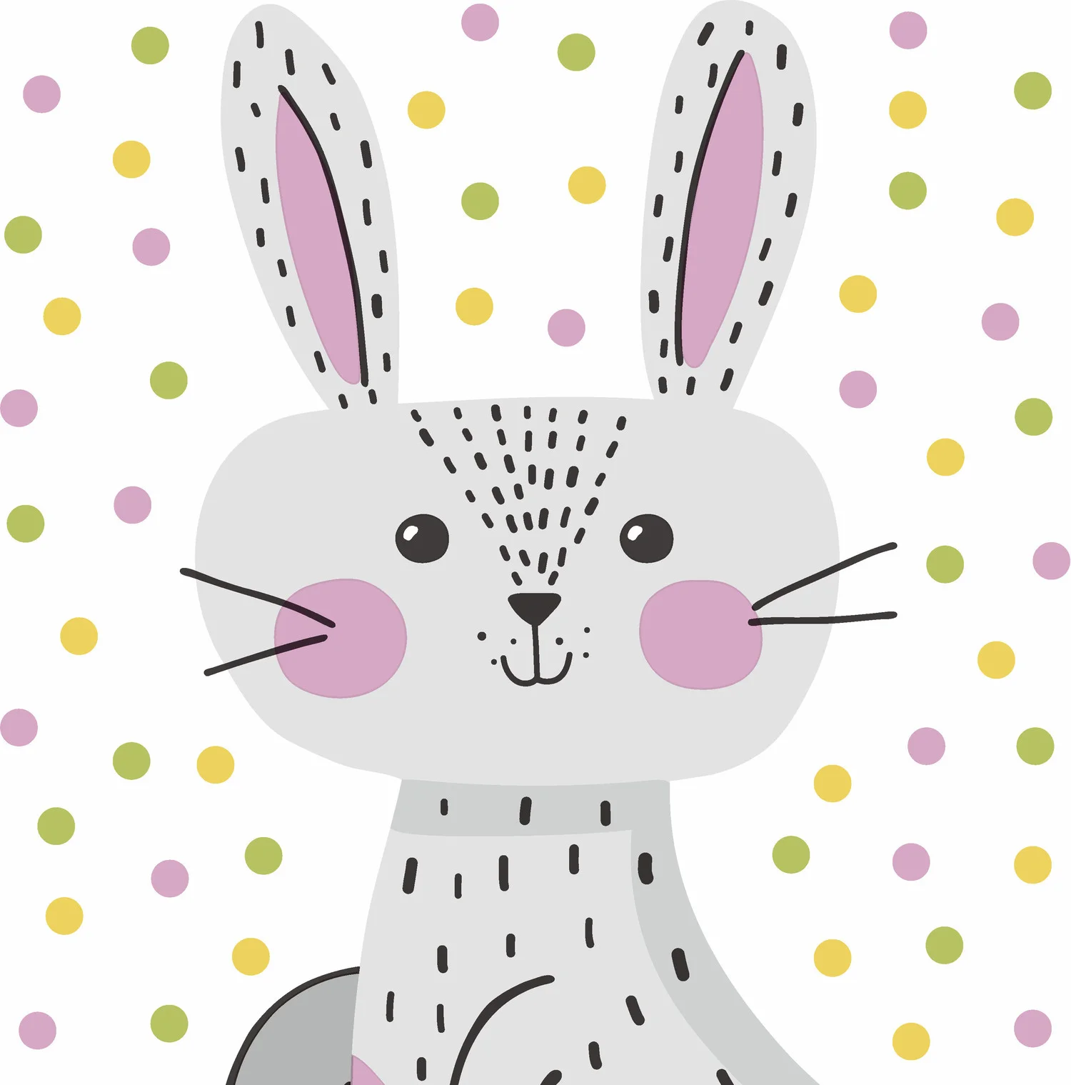 Paper + Design servet Happy Bunny wit/ grijs 33 x 33 cm 20 stuks