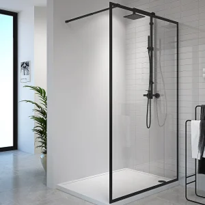 Inloopdouchescherm – 120 x 200 cm – Mat zwart – Gehard glas – AMBERI – Koop nu goedkoop