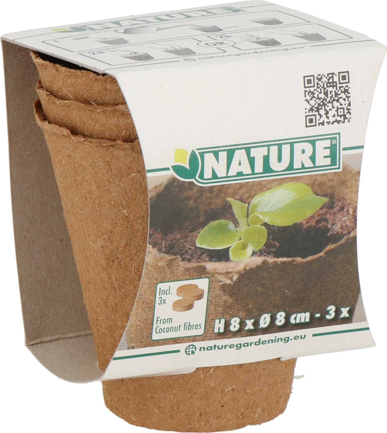 Nature biologische afbreekbare kweekpotten met grondtabletten D 8 H 8 cm 3 stuks