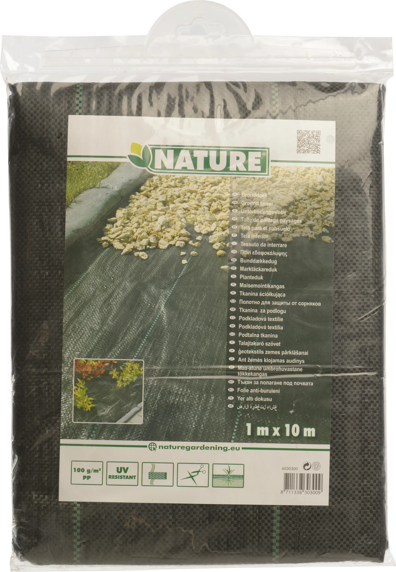 Nature gronddoek 1 m x 10 m zwart