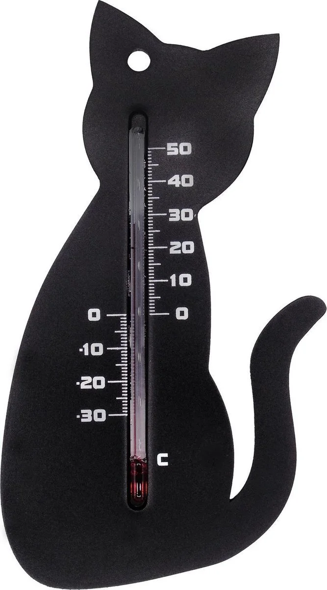 Nature muurthermometer zwarte kat
