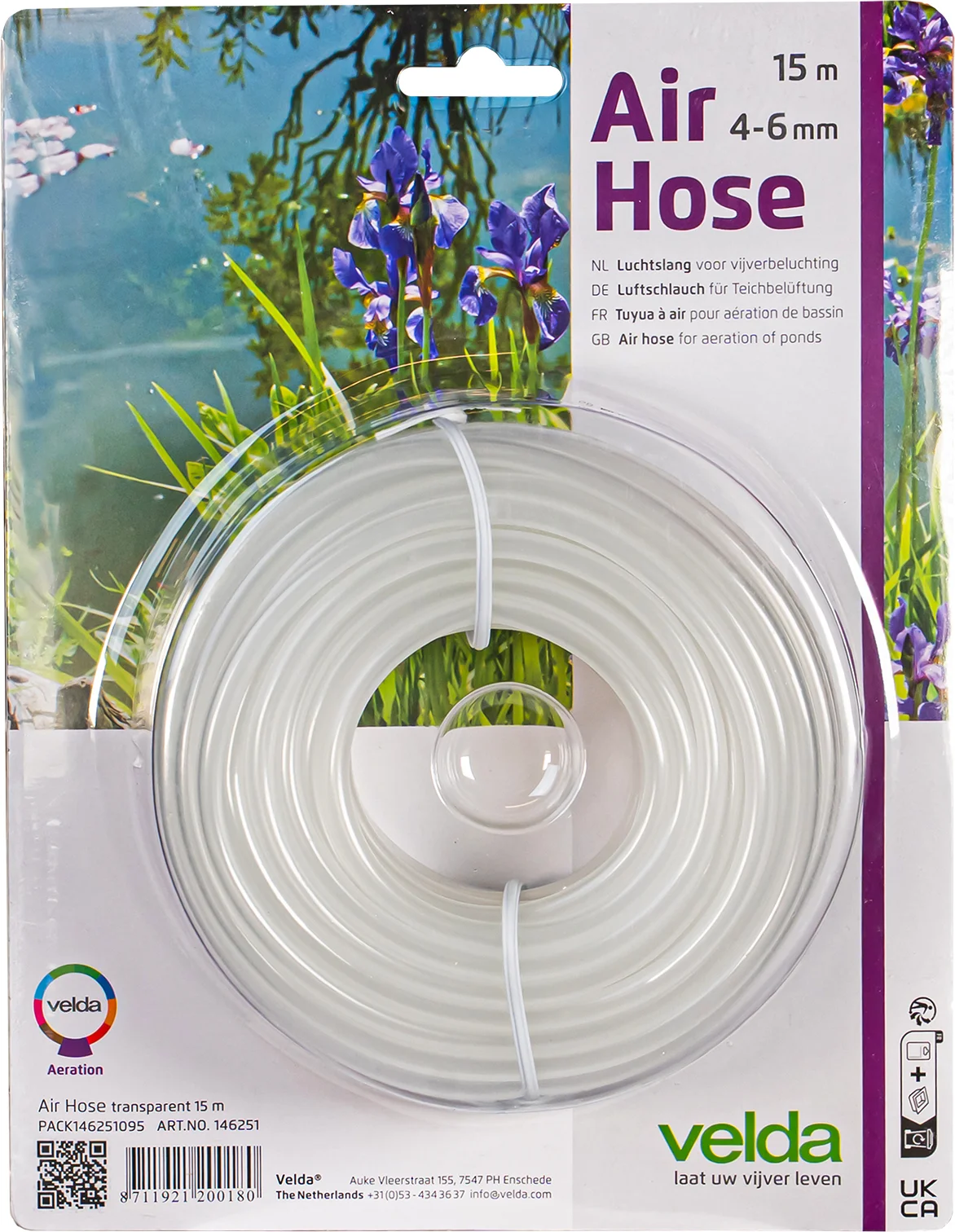 Velda luchtslang transparant 4/6 mm 15 m
