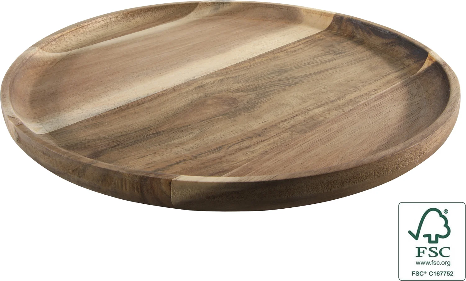 Serveerplank Duo bruin acacia D 35 H 2 cm