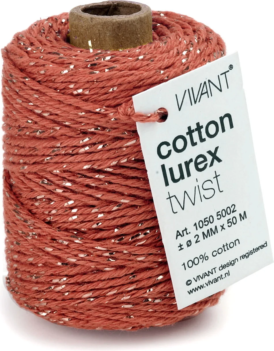 Vivant koord Cotton lurex twist oranje 5000 x 0,2 cm
