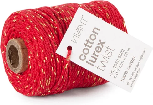 Vivant koord Cotton lurex twist rood 5000 x 0,2 cm