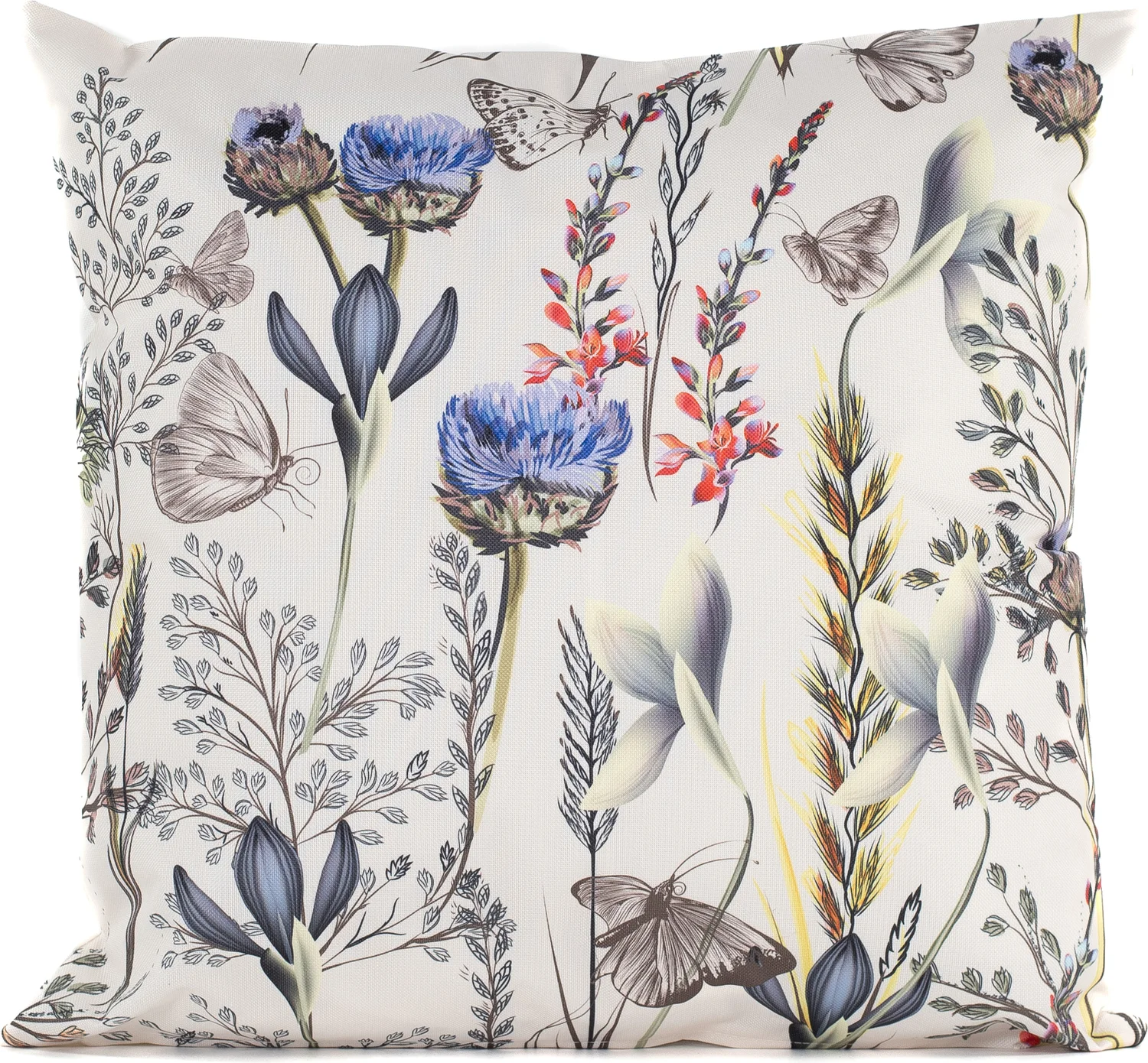 Sierkussen bloemen Irma crème / blauw / geel 45 x 45 cm
