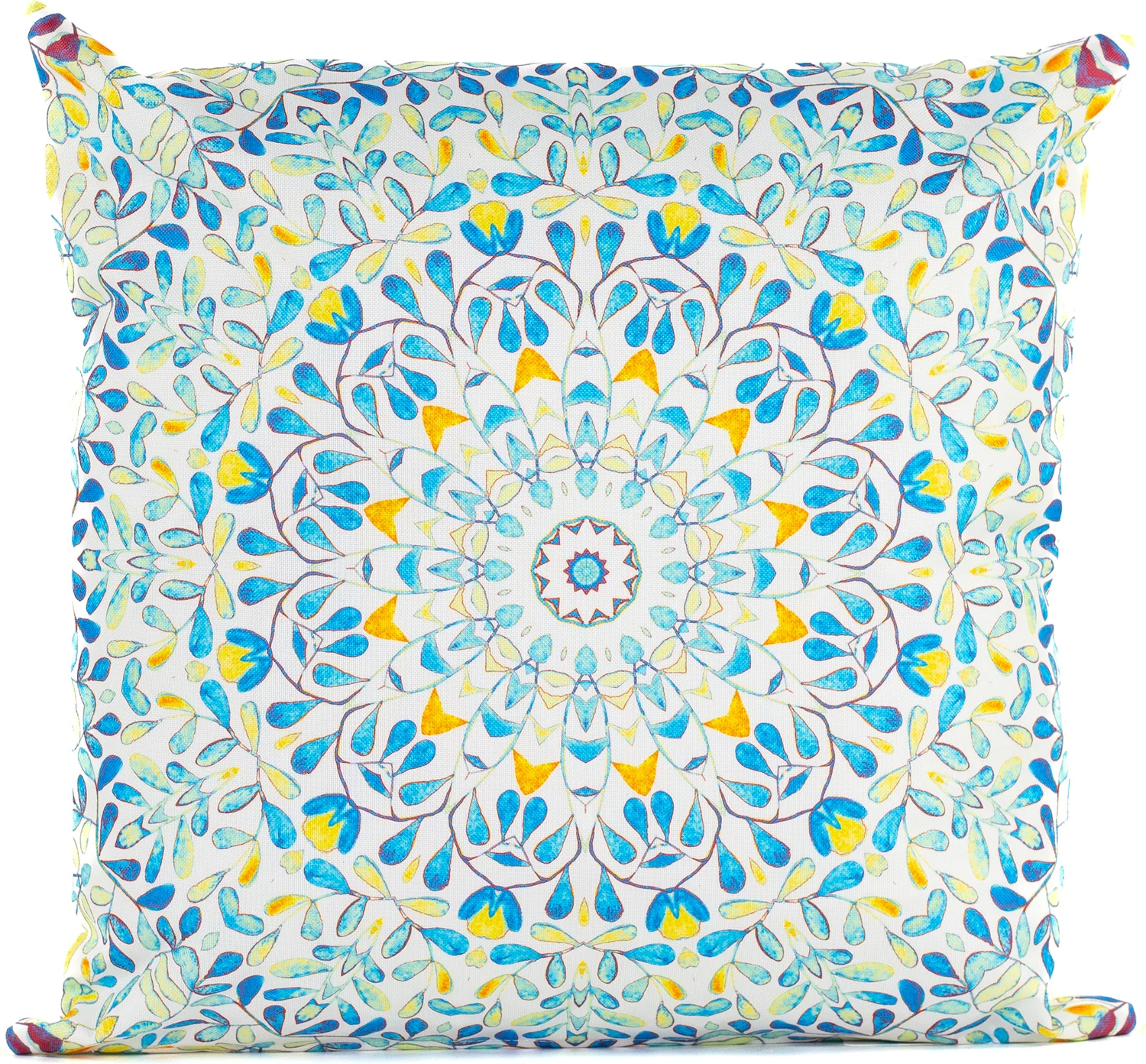 Sierkussen mandala blauw / geel / groen 45 x 45 cm