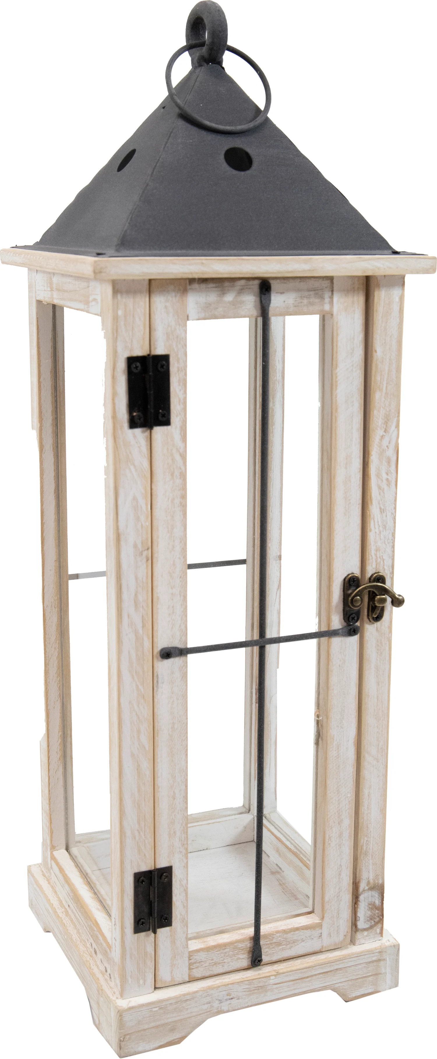 Mega Collections lantaarn Gable naturel 18 x 18 x 53 cm