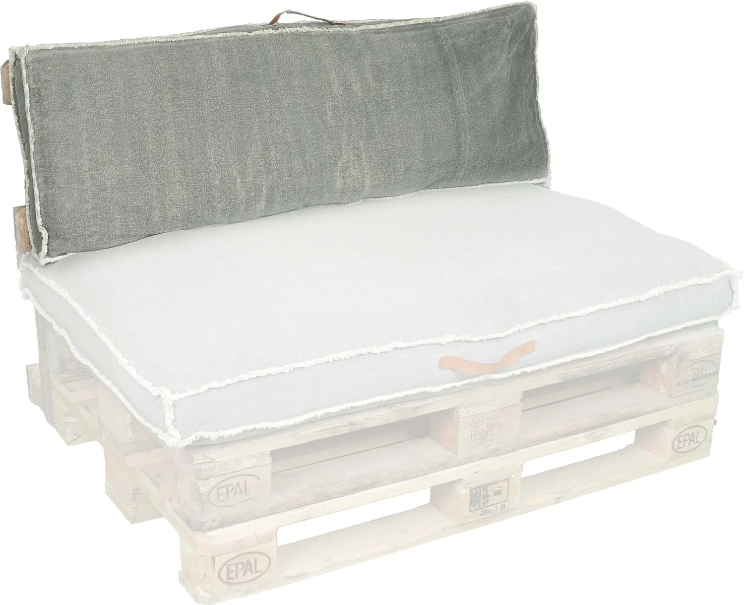 Unique Living palletkussen Manouk grijs 40 x 120 x 8 cm