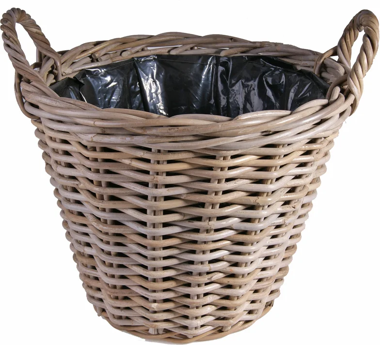 Van der Leeden aardappelmand rotan D 25 x H 19 cm grijs