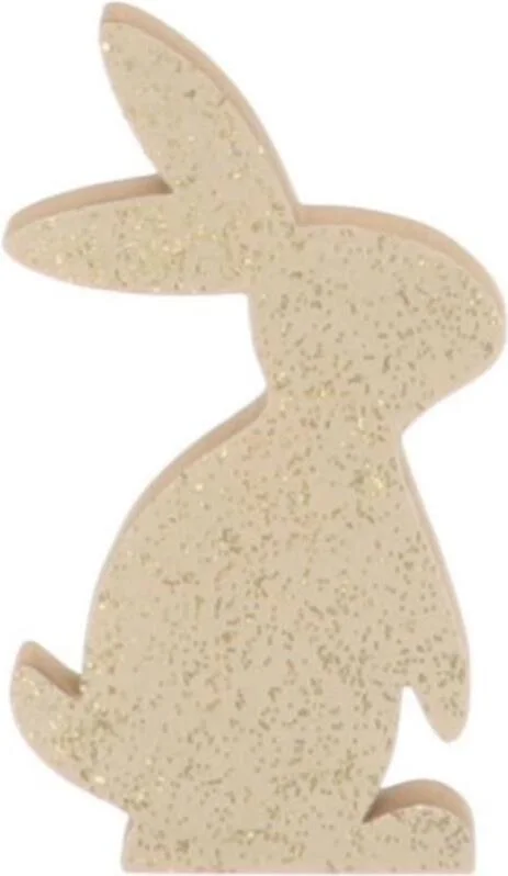 Paasdecoratie konijn Shimmer wit 20 x 10,5 x 2 cm