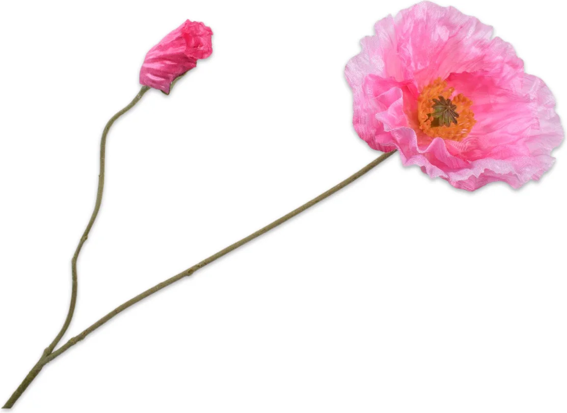 Silk-ka kunstbloem Klaproos roze 75 cm