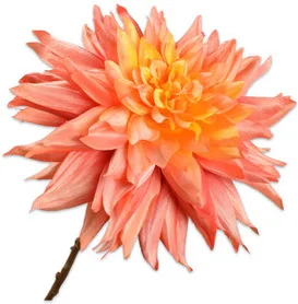 Silk-ka kunstbloem Dahlia oranje / geel 65 cm
