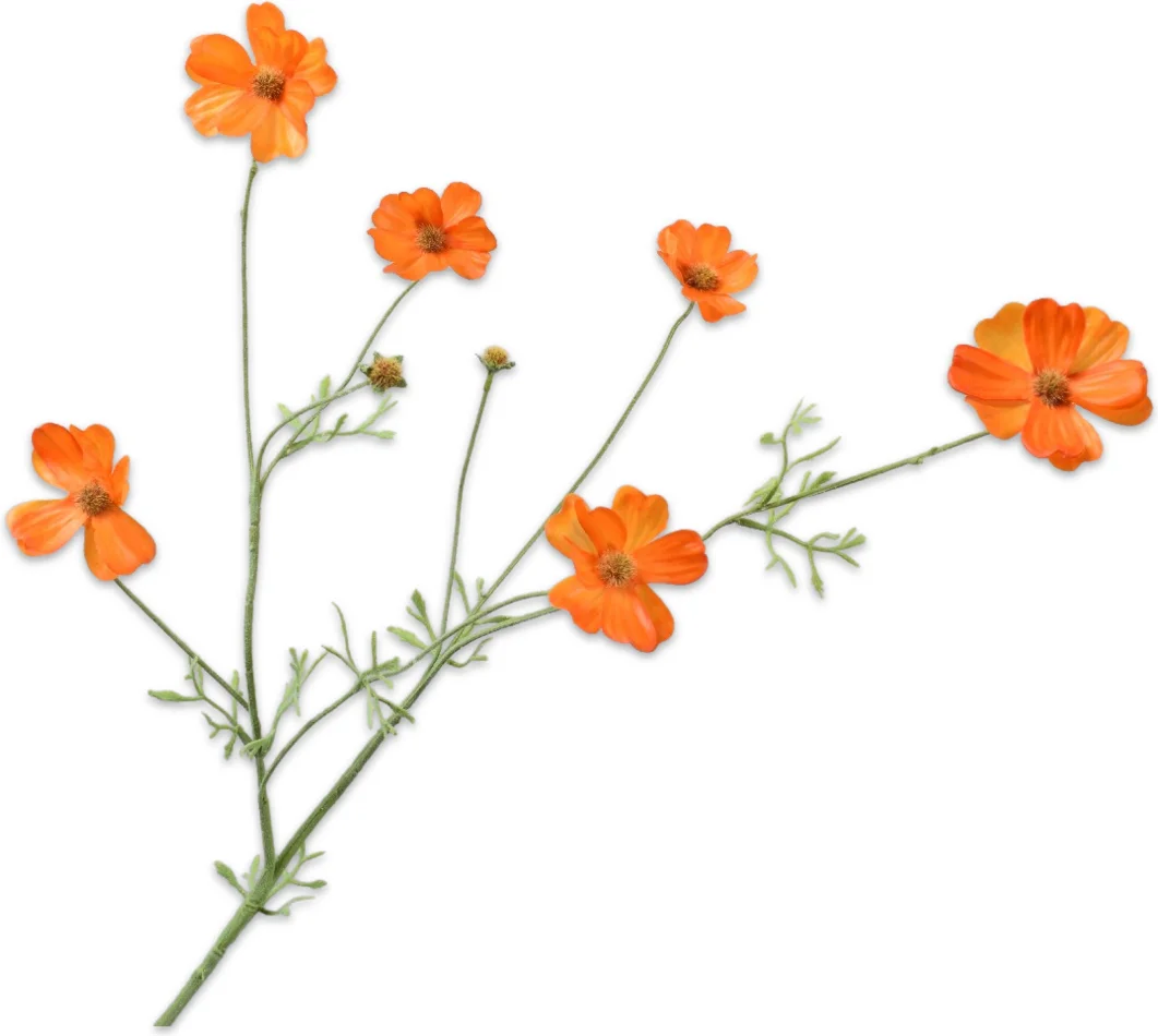 Silk-ka kunstbloem Cosmea oranje / geel 77 cm