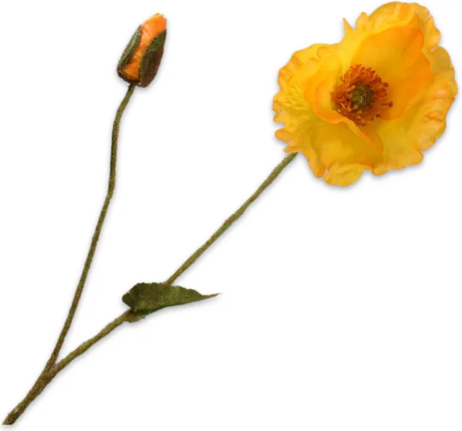 Silk-ka kunstbloem Klaproos lichtgeel 67 cm