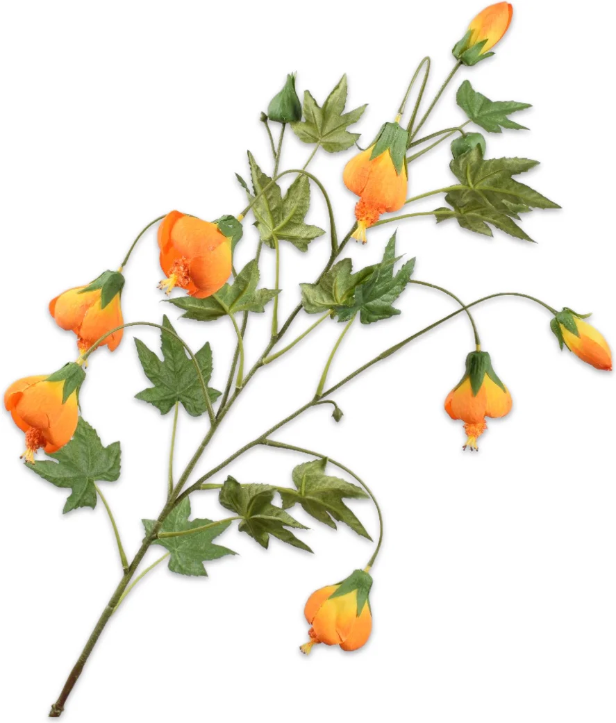 Silk-ka kunstbloem Abutilon oranje 98 cm
