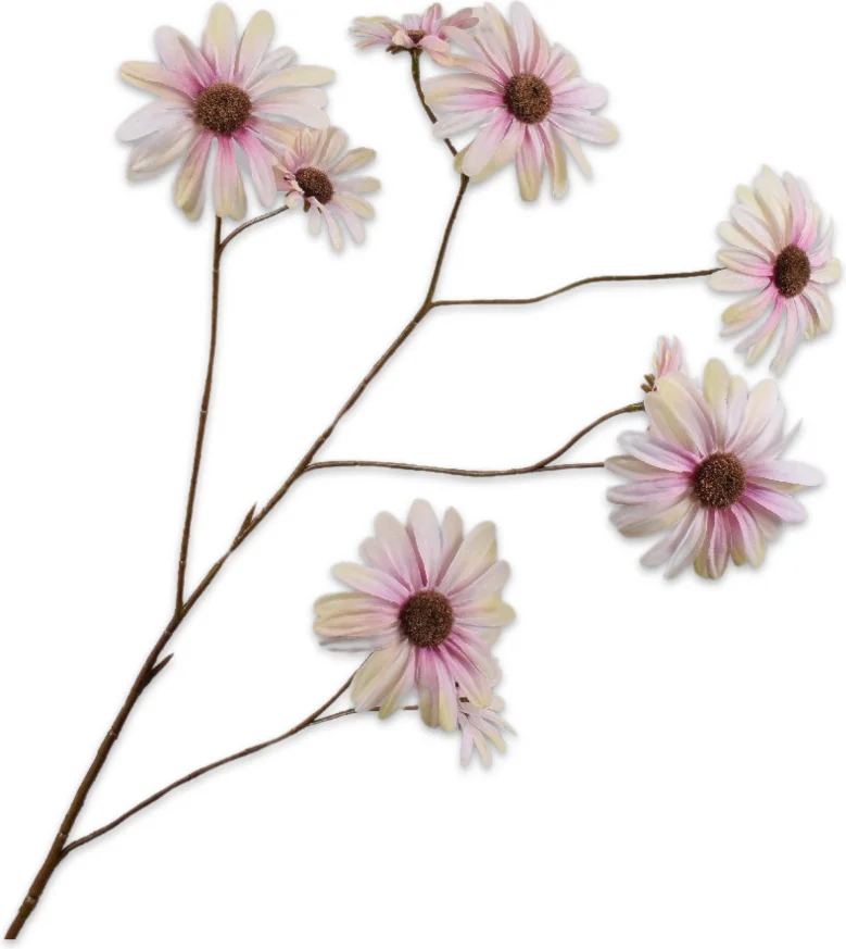 Silk-ka kunstbloem Margriet roze / groen 102 cm
