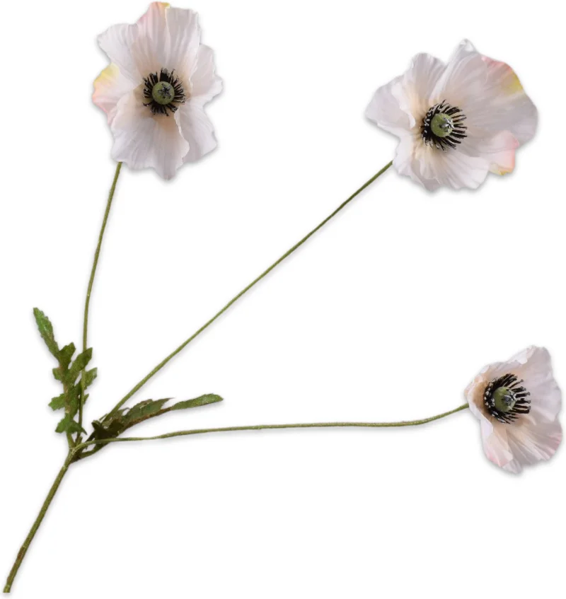 Silk-ka kunstbloem Klaproos wit / roze 81 cm
