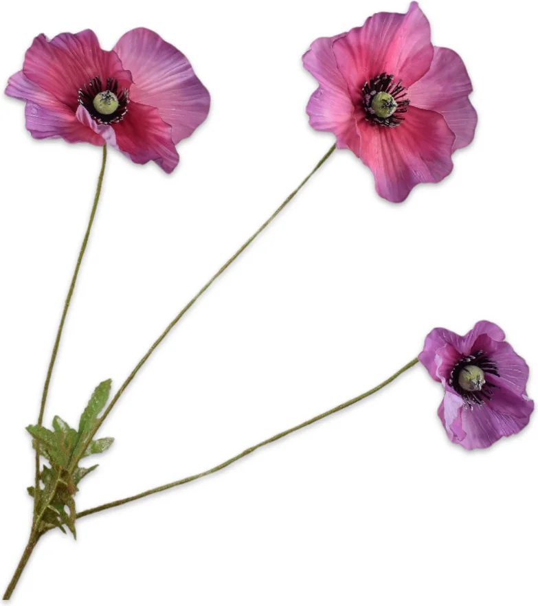 Silk-ka kunstbloem Klaproos donkerroze 81 cm