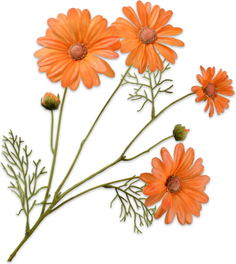 Silk-ka kunstbloem Margriet lichtoranje 60 cm
