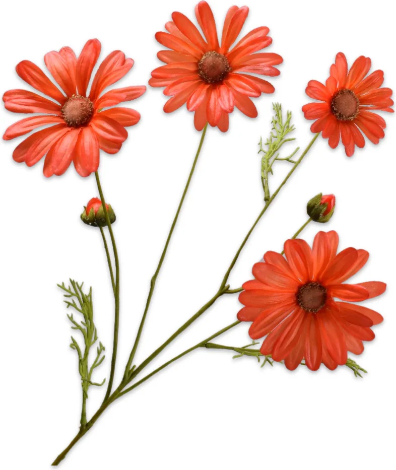 Silk-ka kunstbloem Margriet donkeroranje 60 cm