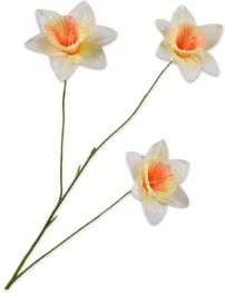 Silk-ka kunstbloem Narcis wit / geel 100 cm