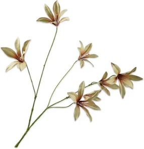 Silk-ka kunstbloem Lelie groen / roze 85 cm