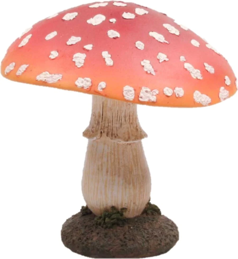 SID tuinbeeld paddenstoel Corey rood / wit 17 x 17 x 21 cm
