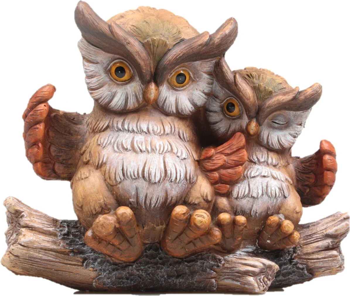 SID tuinbeeld uil met kuiken Ubbe bruin 35 x 17 x 29 cm