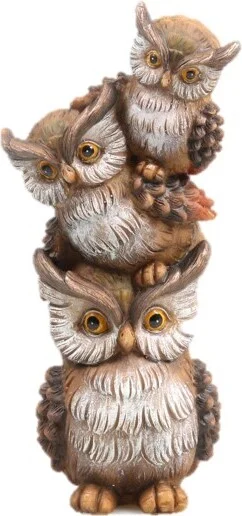 SID tuinbeeld uilen Ubbe bruin 12 x 9 x 26 cm