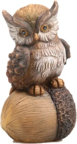 SID tuinbeeld uil op eikel Ubbe bruin 10 x 7,5 x 17,5 cm
