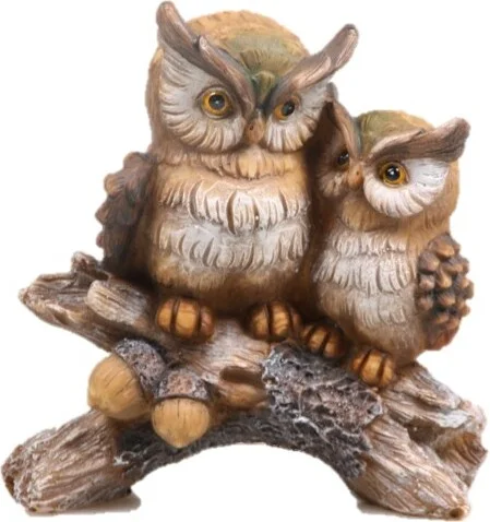 SID tuinbeeld uilen op stronk Ubbe bruin 16,5 x 6,5 x 17,5 cm cm