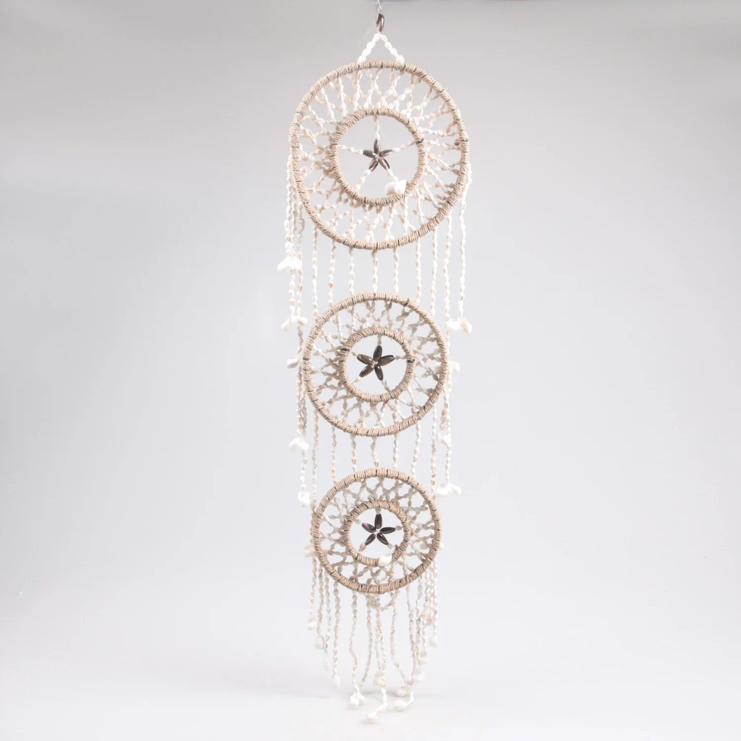 SID dromenvanger met schelpen naturel /wit 21 x 2 x 92 cm