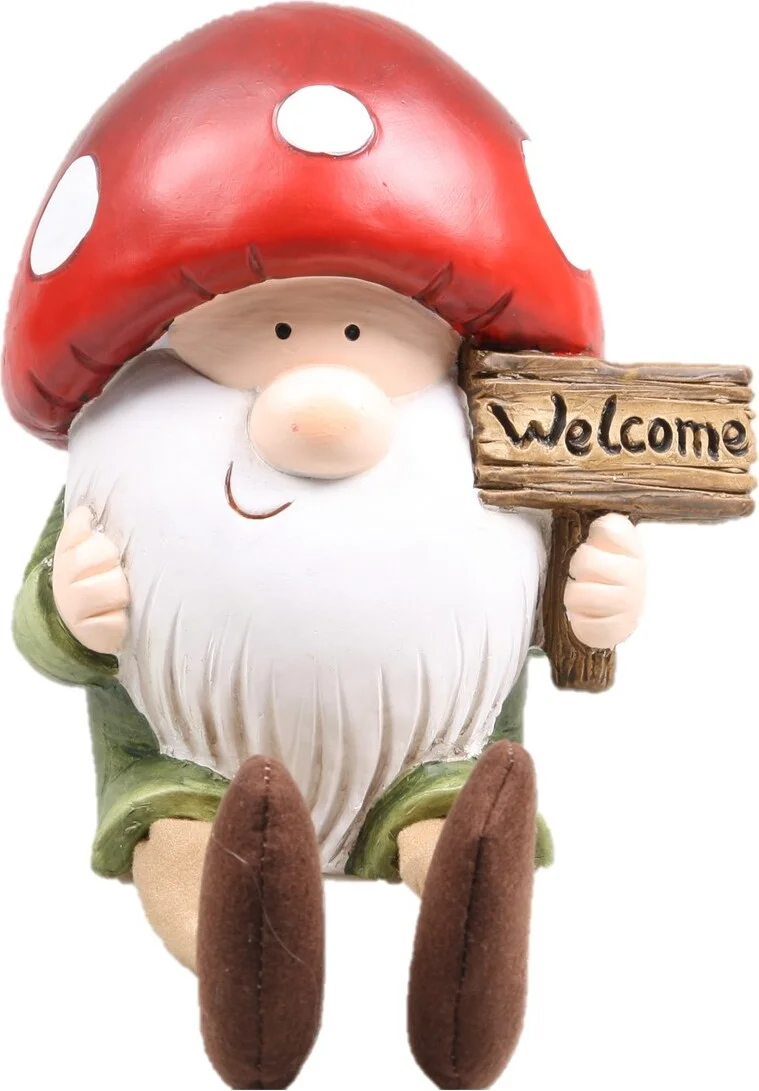 SID tuinbeeld kabouter Mr. Mushroom groen / rood / wit 22 x 15 x 23 cm