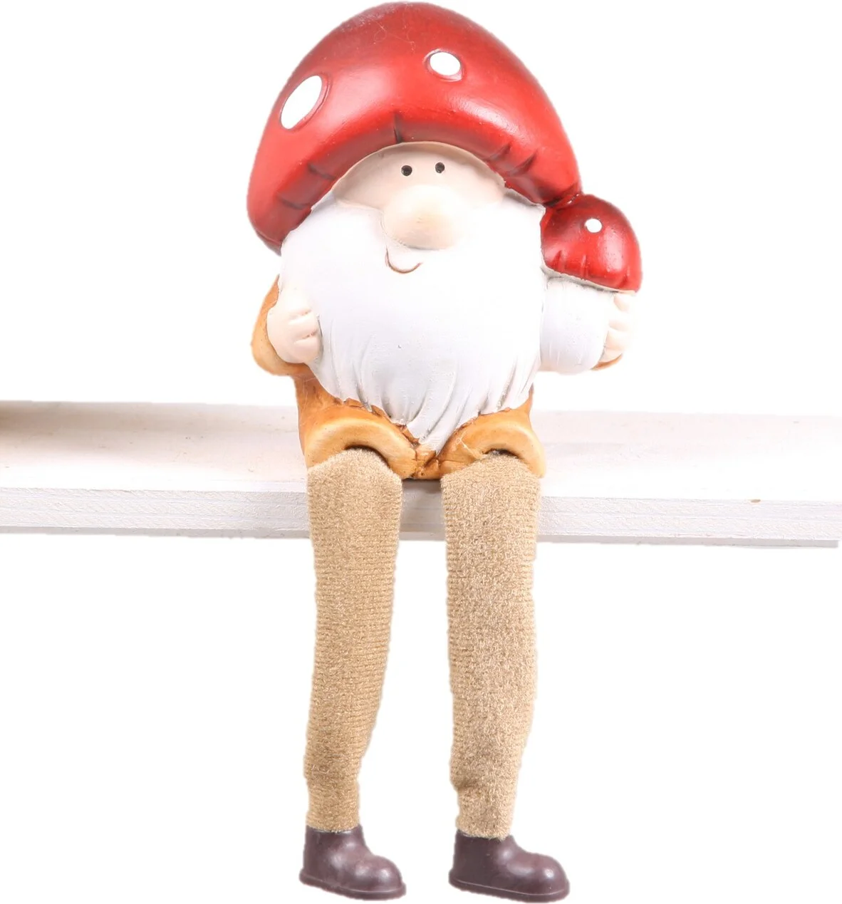 SID tuinbeeld kabouter Mr. Mushroom geel / rood / wit 9 x 6,5 x 10 cm