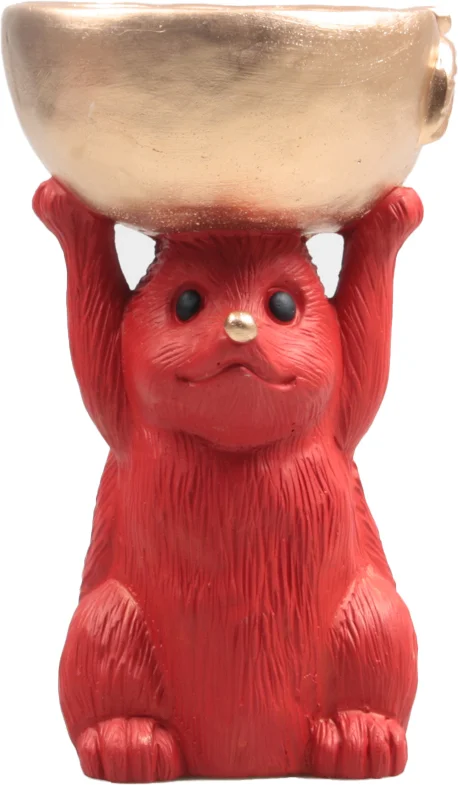 SID Collection decoratieschaal Moos egel rood 16 x 15,5 x 27 cm