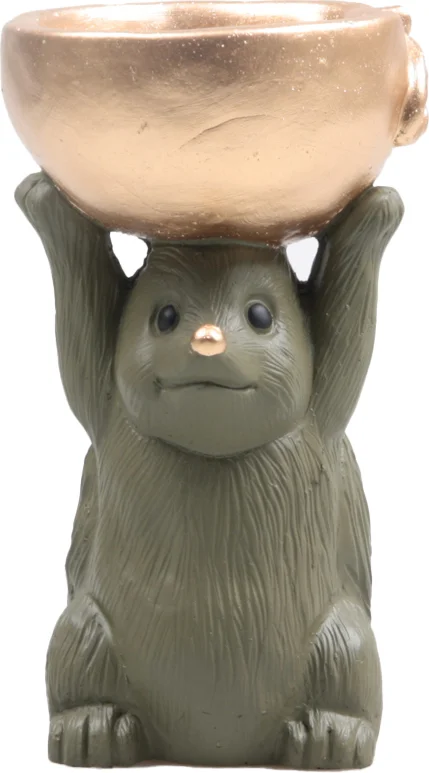 SID Collection decoratieschaal Moos egel groen 9,5 x 9,5 x 17,3 cm