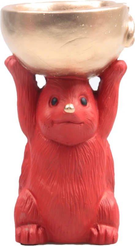 SID Collection decoratieschaal Moos egel rood 9,5 x 9,5 x 17,3 cm